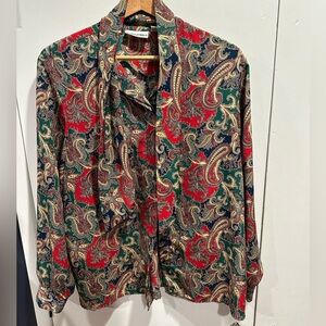 Alfred Dunner Red and Green Paisley Top